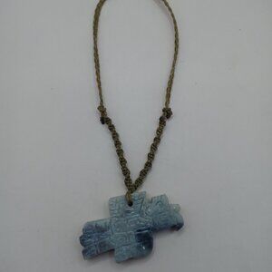 Unisex Macramé Natural Stone Condor Snake Necklace, Andean Trilogy